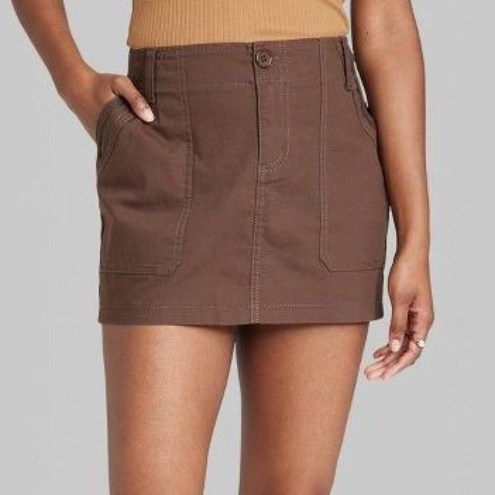 Excellent Condition, SZ M, Cotton Mini Skirt, Brown